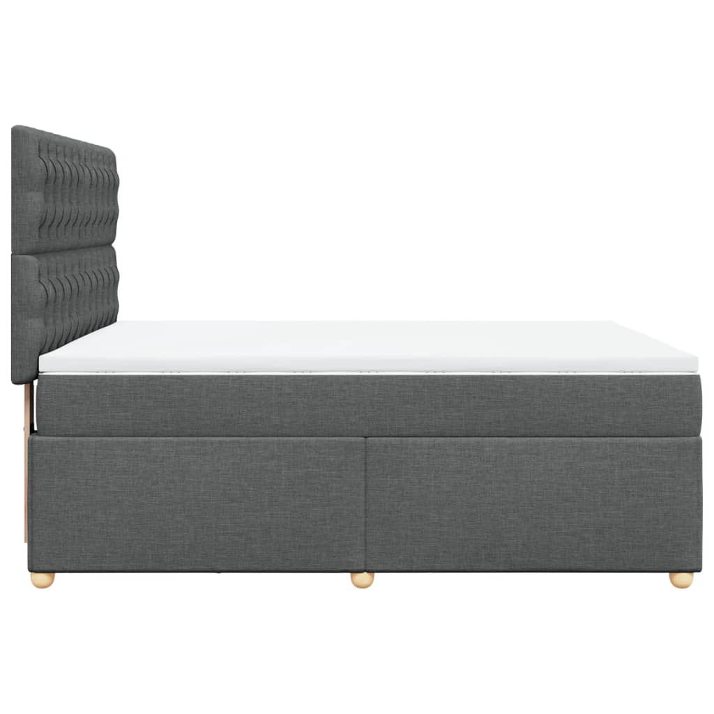Κρεβάτι Boxspring με Στρώμα Σκούρο Γκρι 160x200 εκ Υφασμάτινο - Pakobazaar