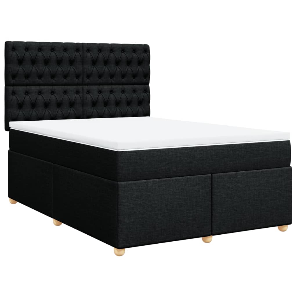 Κρεβάτι Boxspring με Στρώμα Μαύρο 160x200 εκ. Υφασμάτινο - Pakobazaar