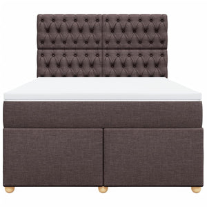 Κρεβάτι Boxspring με Στρώμα Σκούρο Καφέ 160x200 εκ Υφασμάτινο - Pakobazaar