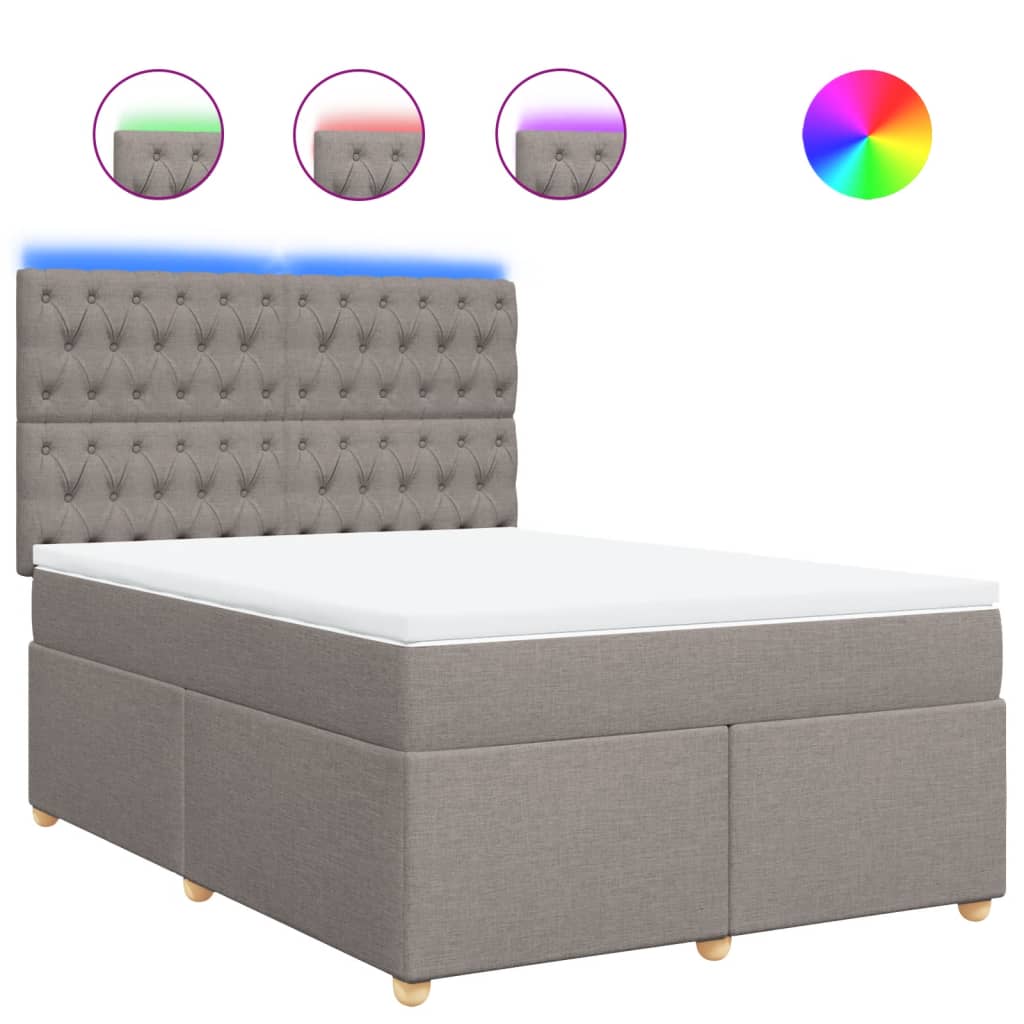 Κρεβάτι Boxspring με Στρώμα Taupe 160x200 εκ. Υφασμάτινο - Pakobazaar