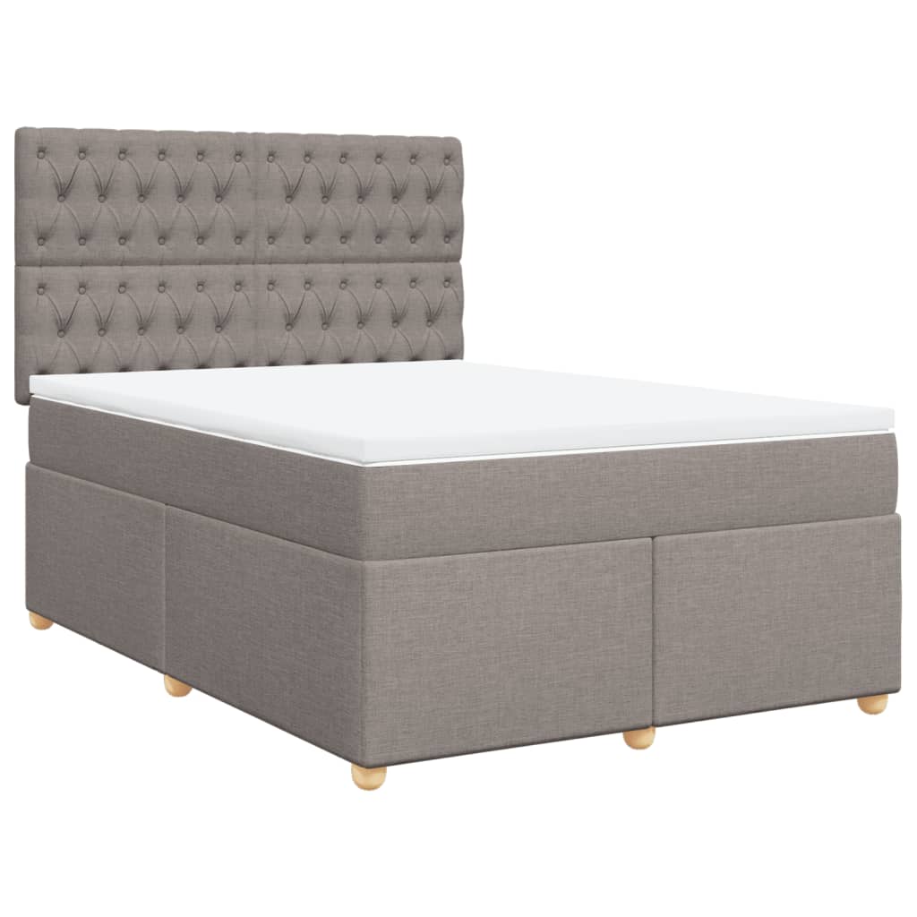 Κρεβάτι Boxspring με Στρώμα Taupe 160x200 εκ. Υφασμάτινο - Pakobazaar