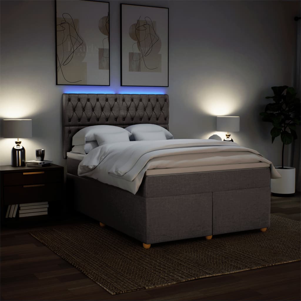 Κρεβάτι Boxspring με Στρώμα Taupe 160x200 εκ. Υφασμάτινο - Pakobazaar