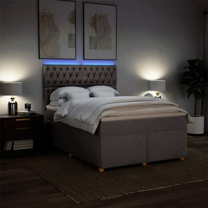 Κρεβάτι Boxspring με Στρώμα Taupe 160x200 εκ. Υφασμάτινο - Pakobazaar