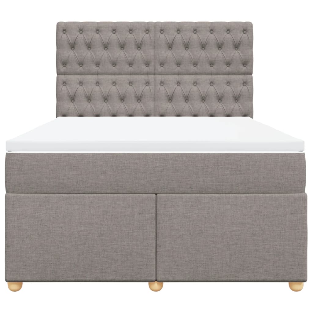 Κρεβάτι Boxspring με Στρώμα Taupe 160x200 εκ. Υφασμάτινο - Pakobazaar