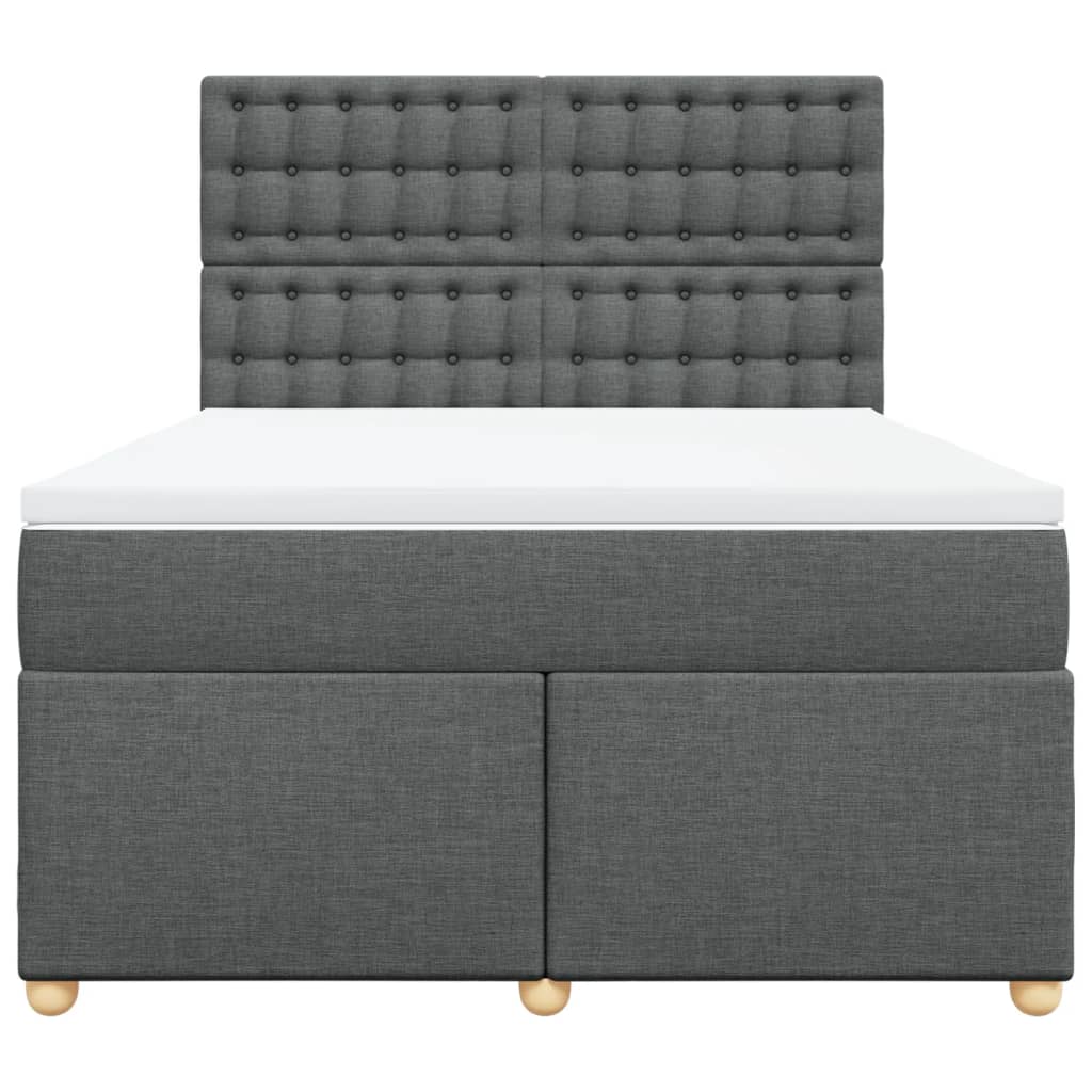 Κρεβάτι Boxspring με Στρώμα Σκούρο Γκρι 160x200 εκ Υφασμάτινο - Pakobazaar