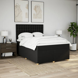 Κρεβάτι Boxspring με Στρώμα Μαύρο 160x200 εκ. Υφασμάτινο - Pakobazaar