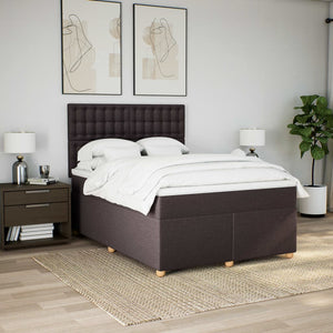 Κρεβάτι Boxspring με Στρώμα Σκούρο Καφέ 160x200 εκ Υφασμάτινο - Pakobazaar