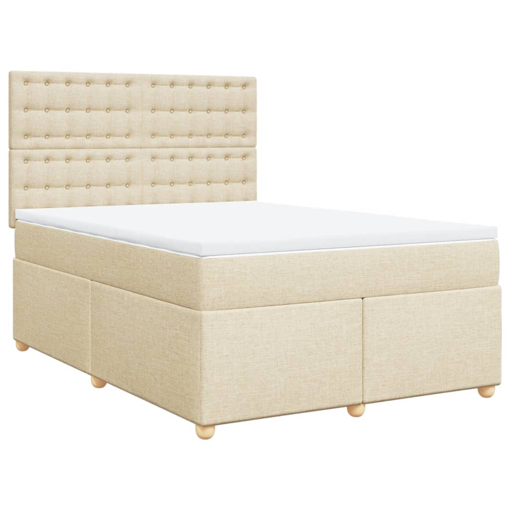 Κρεβάτι Boxspring με Στρώμα Κρεμ 160x200 εκ. Υφασμάτινο - Pakobazaar