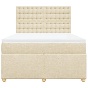 Κρεβάτι Boxspring με Στρώμα Κρεμ 160x200 εκ. Υφασμάτινο - Pakobazaar