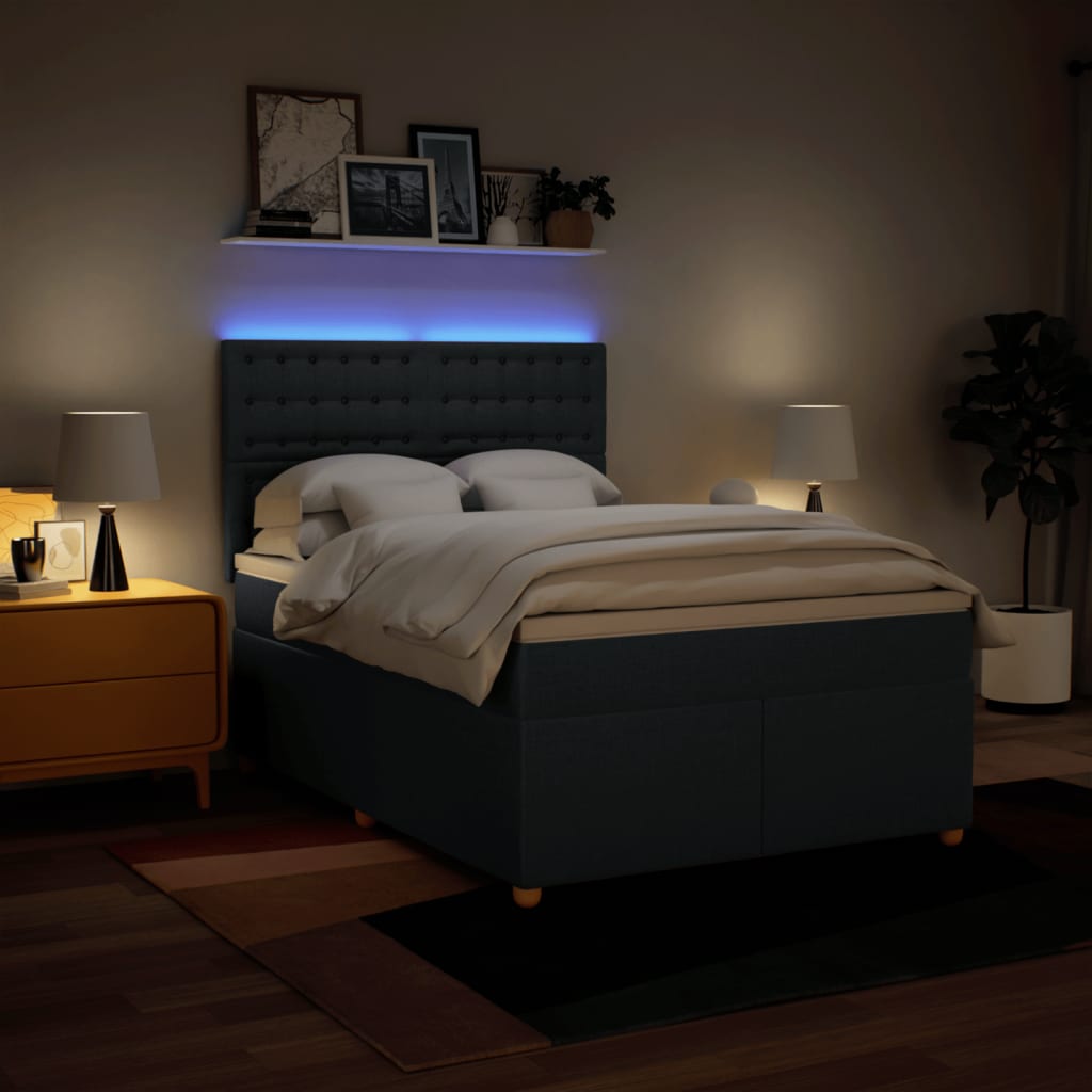 Κρεβάτι Boxspring με Στρώμα Μπλε 160x200 εκ. Υφασμάτινο - Pakobazaar