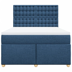 Κρεβάτι Boxspring με Στρώμα Μπλε 160x200 εκ. Υφασμάτινο - Pakobazaar