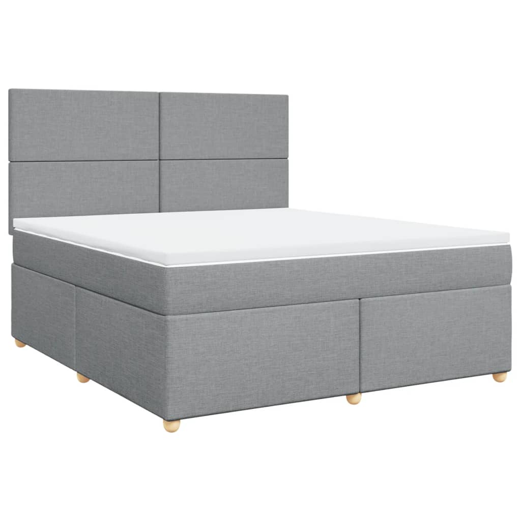 Κρεβάτι Boxspring με Στρώμα Ανοιχτό Γκρι 180x200 εκ. Υφασμάτινο - Pakobazaar