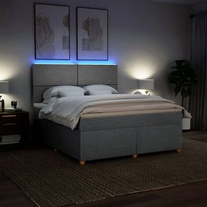 Κρεβάτι Boxspring με Στρώμα Ανοιχτό Γκρι 180x200 εκ. Υφασμάτινο - Pakobazaar