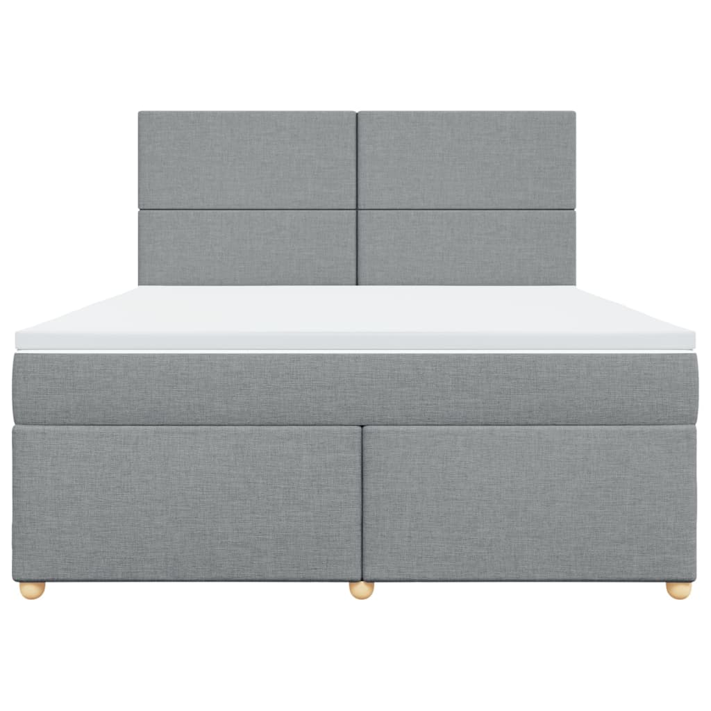 Κρεβάτι Boxspring με Στρώμα Ανοιχτό Γκρι 180x200 εκ. Υφασμάτινο - Pakobazaar
