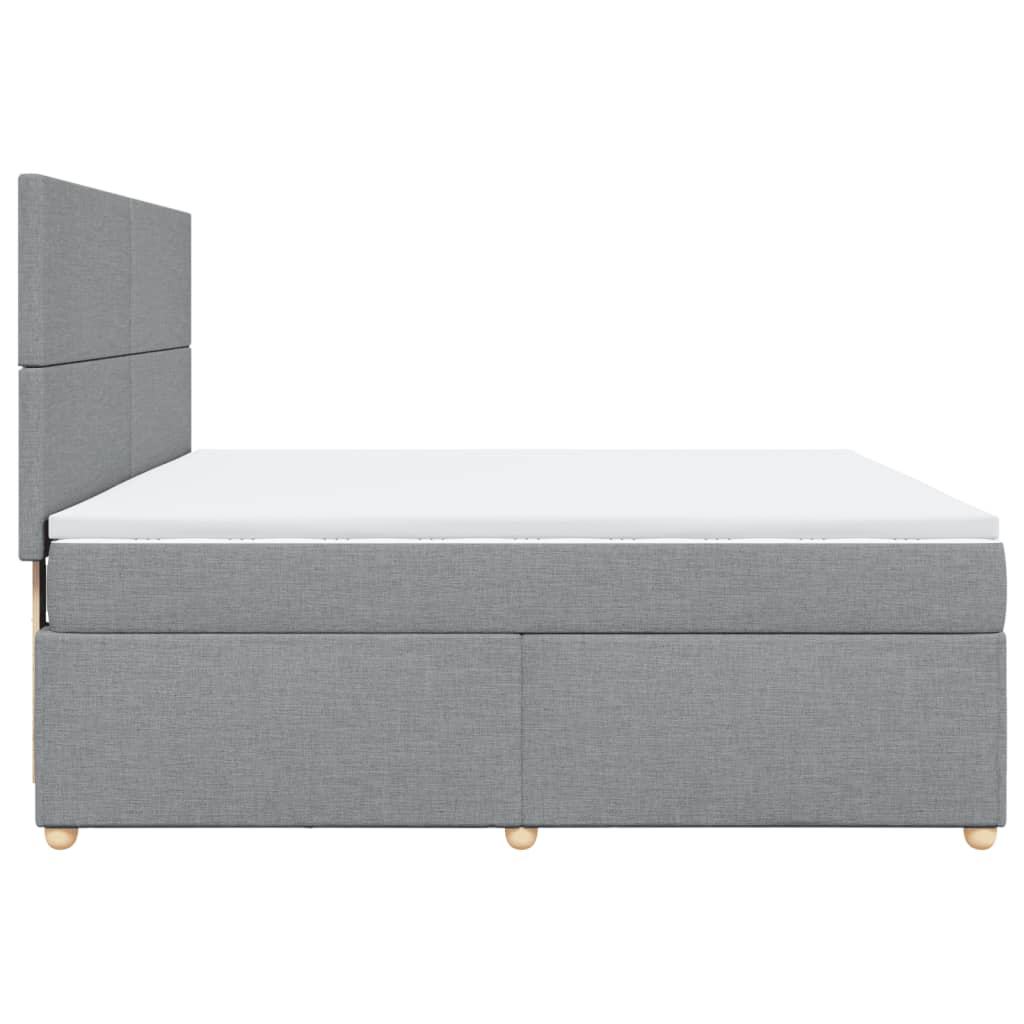 Κρεβάτι Boxspring με Στρώμα Ανοιχτό Γκρι 180x200 εκ. Υφασμάτινο - Pakobazaar