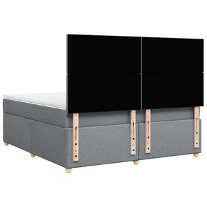 Κρεβάτι Boxspring με Στρώμα Ανοιχτό Γκρι 180x200 εκ. Υφασμάτινο - Pakobazaar