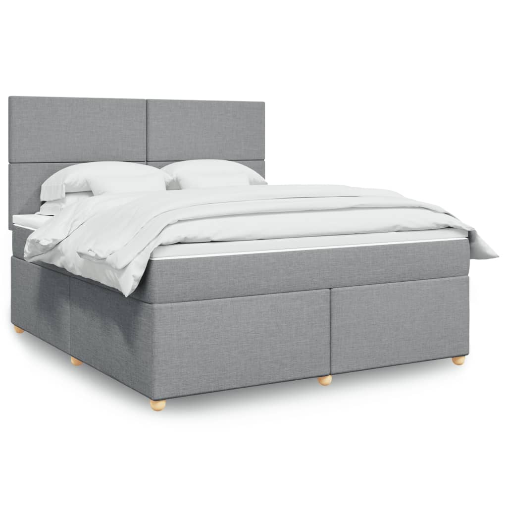 Κρεβάτι Boxspring με Στρώμα Ανοιχτό Γκρι 180x200 εκ. Υφασμάτινο - Pakobazaar