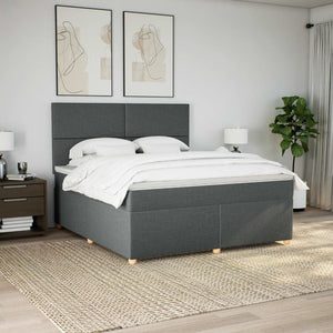 Κρεβάτι Boxspring με Στρώμα Σκούρο Γκρι 180x200 εκ Υφασμάτιν - Pakobazaar