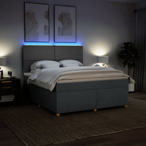 Κρεβάτι Boxspring με Στρώμα Σκούρο Γκρι 180x200 εκ Υφασμάτιν - Pakobazaar