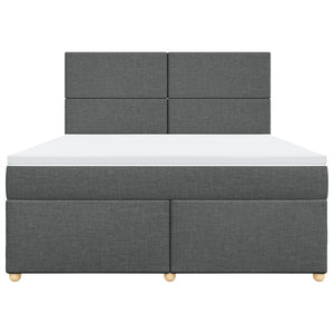 Κρεβάτι Boxspring με Στρώμα Σκούρο Γκρι 180x200 εκ Υφασμάτιν - Pakobazaar