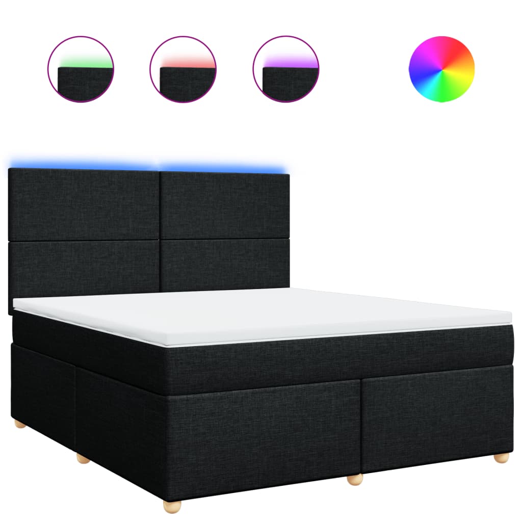 Κρεβάτι Boxspring με Στρώμα Μαύρο 180x200 εκ. Υφασμάτινο - Pakobazaar