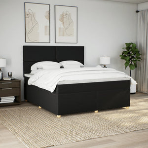 Κρεβάτι Boxspring με Στρώμα Μαύρο 180x200 εκ. Υφασμάτινο - Pakobazaar