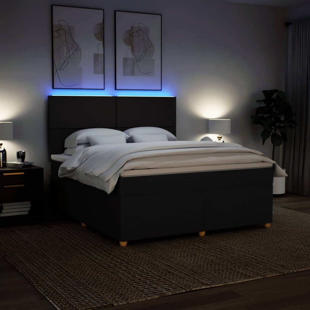 Κρεβάτι Boxspring με Στρώμα Μαύρο 180x200 εκ. Υφασμάτινο - Pakobazaar
