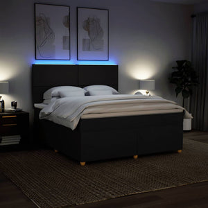 Κρεβάτι Boxspring με Στρώμα Μαύρο 180x200 εκ. Υφασμάτινο - Pakobazaar