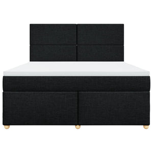Κρεβάτι Boxspring με Στρώμα Μαύρο 180x200 εκ. Υφασμάτινο - Pakobazaar