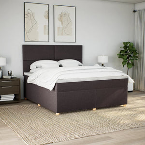 Κρεβάτι Boxspring με Στρώμα Σκούρο Καφέ 180x200 εκ Υφασμάτινο - Pakobazaar
