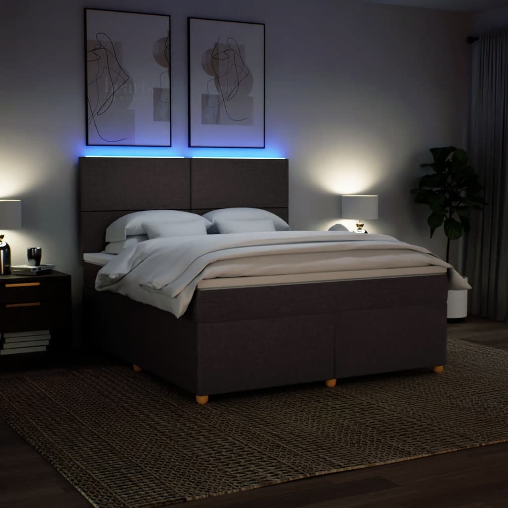 Κρεβάτι Boxspring με Στρώμα Σκούρο Καφέ 180x200 εκ Υφασμάτινο - Pakobazaar