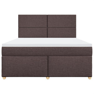 Κρεβάτι Boxspring με Στρώμα Σκούρο Καφέ 180x200 εκ Υφασμάτινο - Pakobazaar