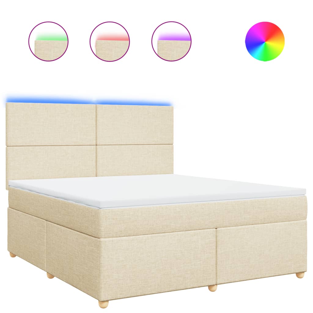 Κρεβάτι Boxspring με Στρώμα Κρεμ 180x200 εκ. Υφασμάτινο