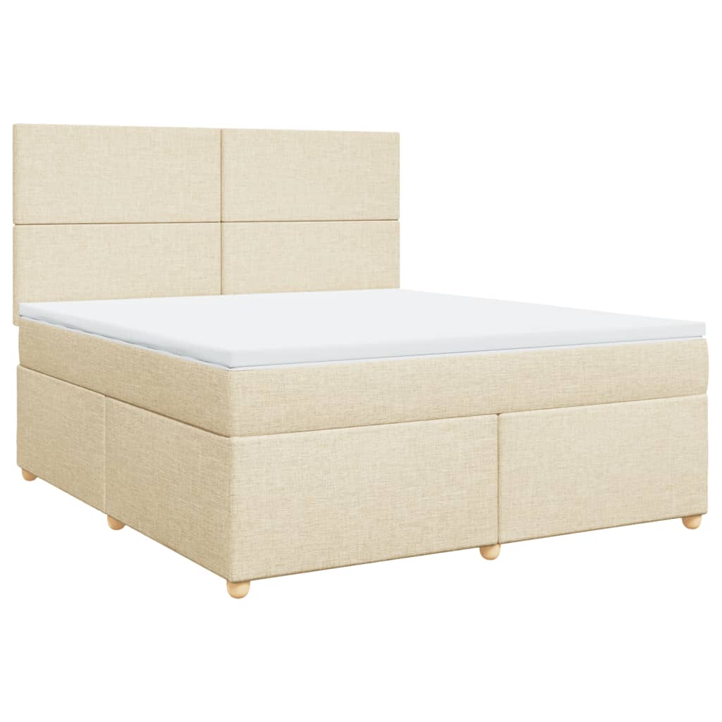 Κρεβάτι Boxspring με Στρώμα Κρεμ 180x200 εκ. Υφασμάτινο - Pakobazaar