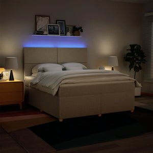Κρεβάτι Boxspring με Στρώμα Κρεμ 180x200 εκ. Υφασμάτινο - Pakobazaar