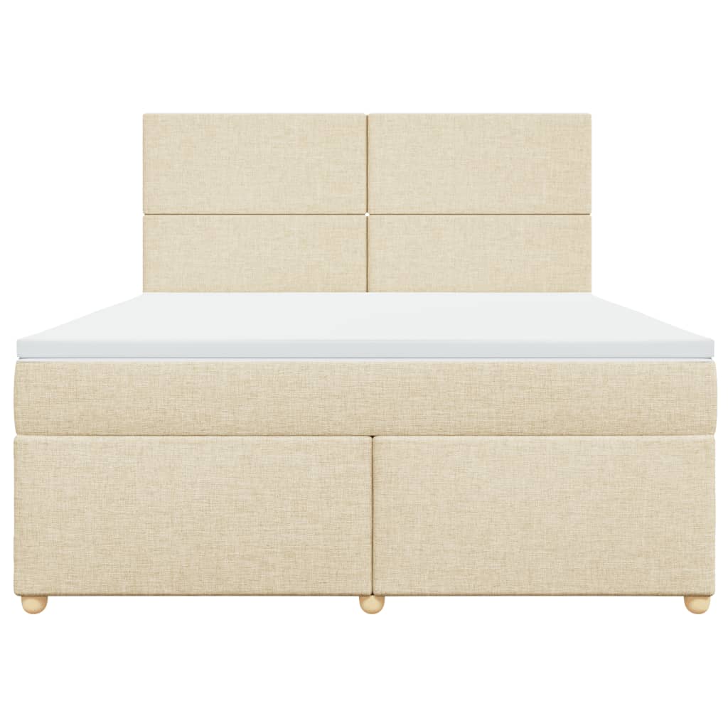 Κρεβάτι Boxspring με Στρώμα Κρεμ 180x200 εκ. Υφασμάτινο