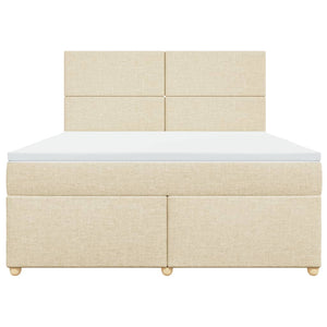 Κρεβάτι Boxspring με Στρώμα Κρεμ 180x200 εκ. Υφασμάτινο - Pakobazaar