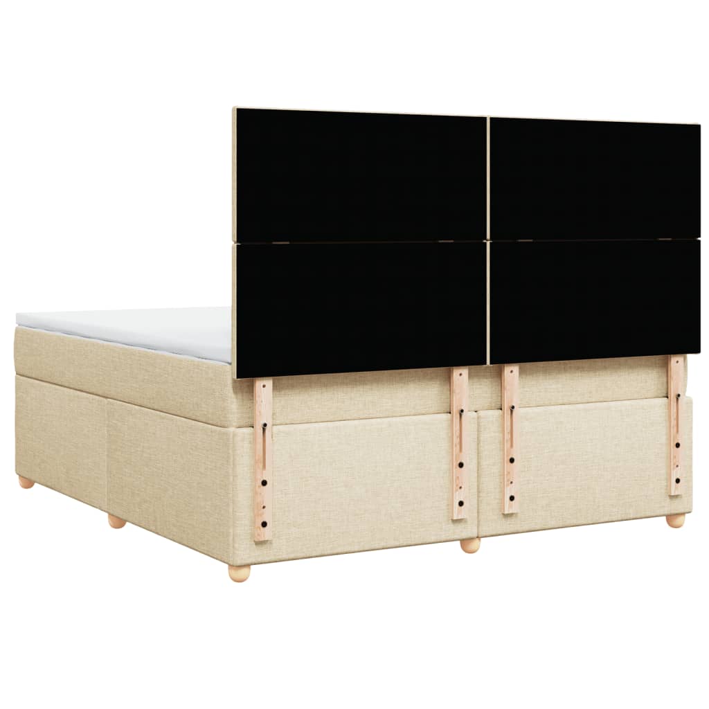Κρεβάτι Boxspring με Στρώμα Κρεμ 180x200 εκ. Υφασμάτινο