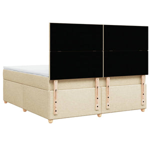 Κρεβάτι Boxspring με Στρώμα Κρεμ 180x200 εκ. Υφασμάτινο - Pakobazaar