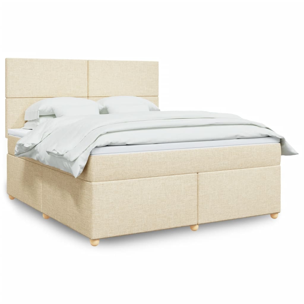 Κρεβάτι Boxspring με Στρώμα Κρεμ 180x200 εκ. Υφασμάτινο