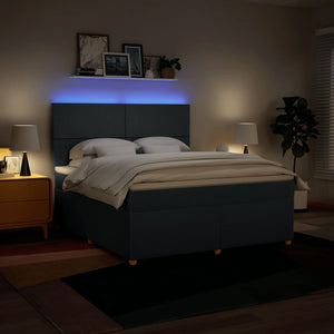 Κρεβάτι Boxspring με Στρώμα Μπλε 180x200 εκ. Υφασμάτινο - Pakobazaar