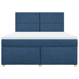 Κρεβάτι Boxspring με Στρώμα Μπλε 180x200 εκ. Υφασμάτινο - Pakobazaar