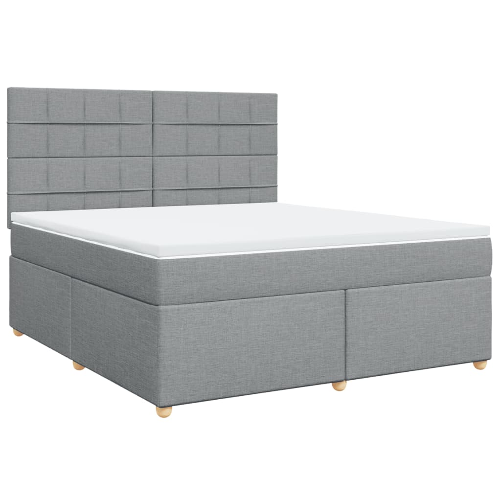 Κρεβάτι Boxspring με Στρώμα Ανοιχτό Γκρι 180x200 εκ. Υφασμάτινο - Pakobazaar