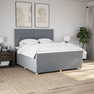 Κρεβάτι Boxspring με Στρώμα Ανοιχτό Γκρι 180x200 εκ. Υφασμάτινο - Pakobazaar