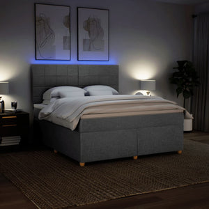 Κρεβάτι Boxspring με Στρώμα Ανοιχτό Γκρι 180x200 εκ. Υφασμάτινο - Pakobazaar