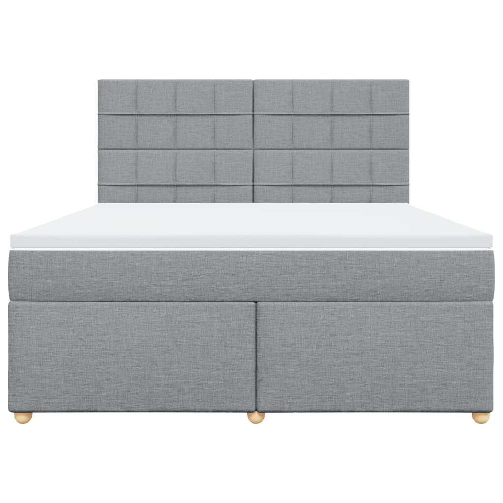 Κρεβάτι Boxspring με Στρώμα Ανοιχτό Γκρι 180x200 εκ. Υφασμάτινο - Pakobazaar