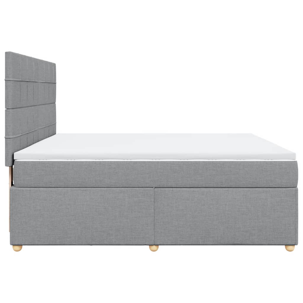 Κρεβάτι Boxspring με Στρώμα Ανοιχτό Γκρι 180x200 εκ. Υφασμάτινο - Pakobazaar