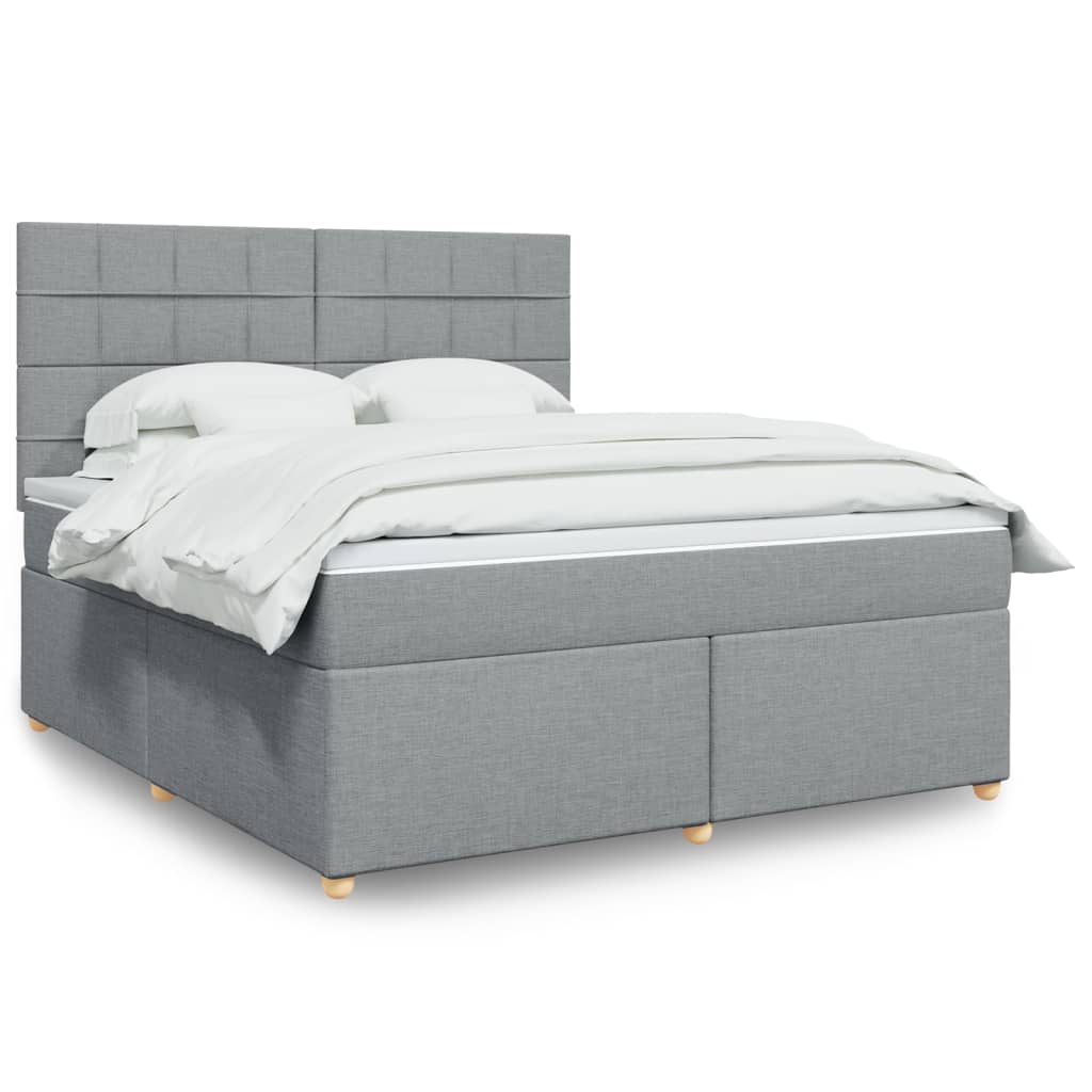 Κρεβάτι Boxspring με Στρώμα Ανοιχτό Γκρι 180x200 εκ. Υφασμάτινο - Pakobazaar