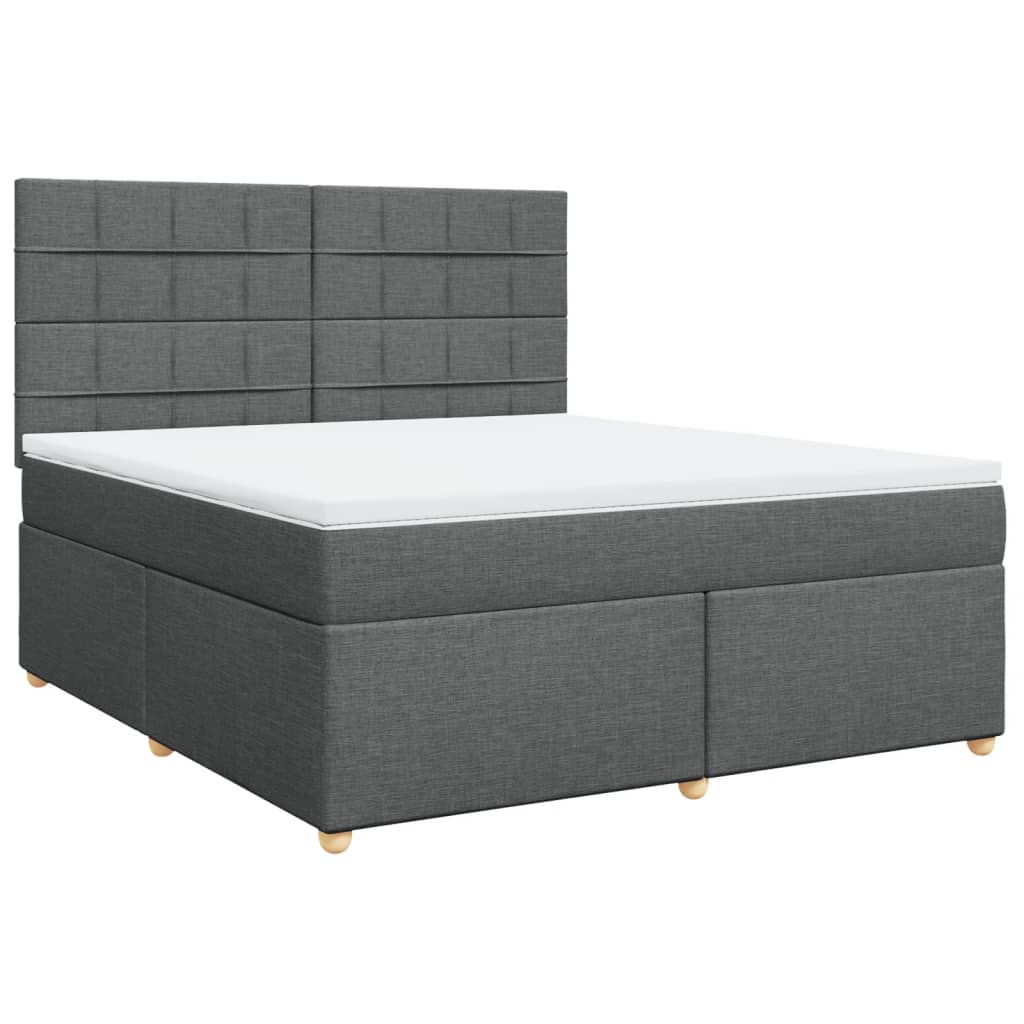 Κρεβάτι Boxspring με Στρώμα Σκούρο Γκρι 180x200 εκ Υφασμάτιν - Pakobazaar