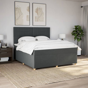 Κρεβάτι Boxspring με Στρώμα Σκούρο Γκρι 180x200 εκ Υφασμάτιν - Pakobazaar